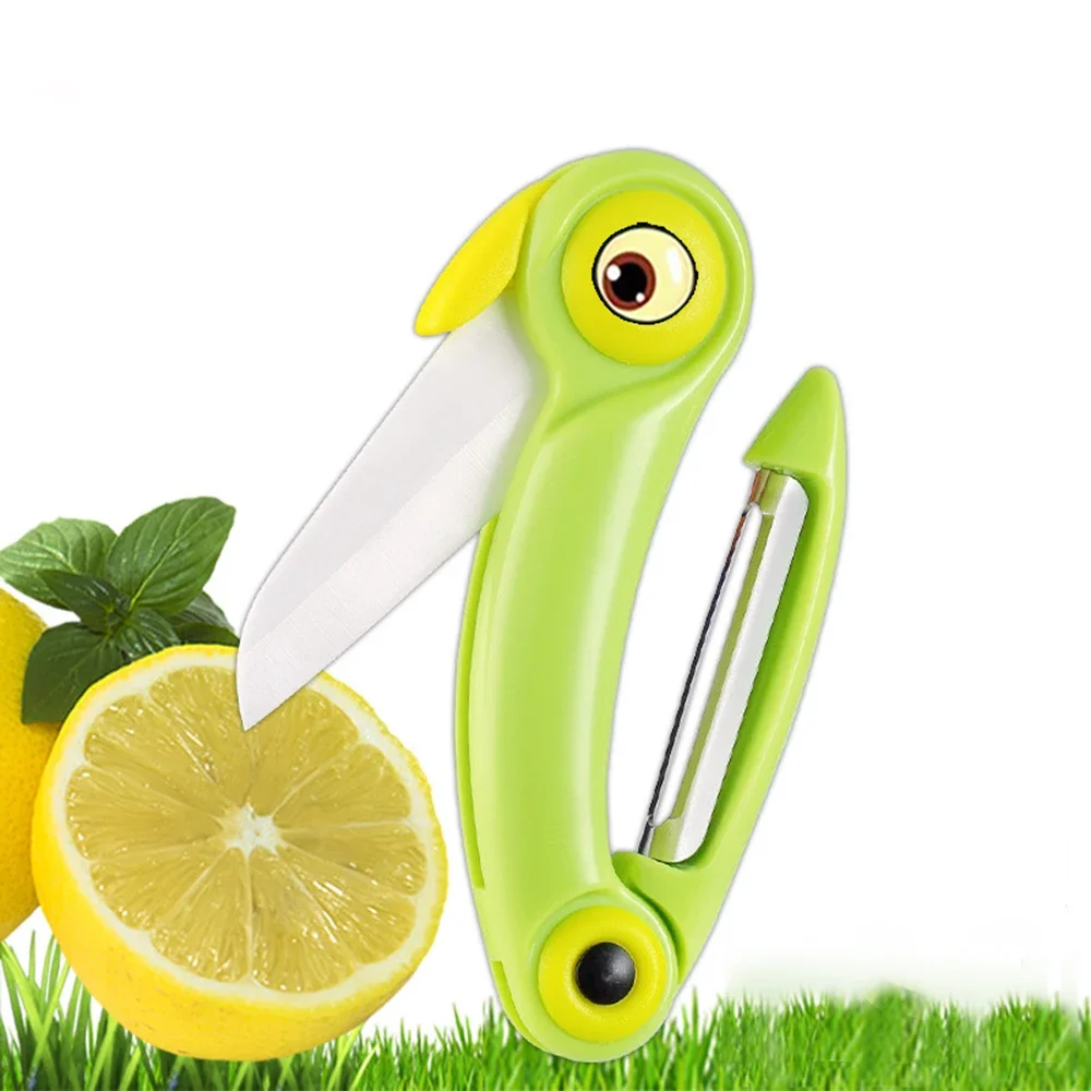 1 Pcs Portable Mini Fruit Knife Stainless Steel Peel Knives Pocket Fold Picnic Fruit Cutter Bird Pattern Vegetable Kitchen Tool