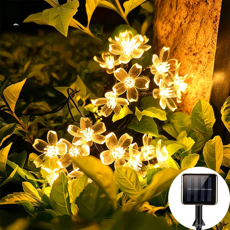 

20/50/100LED Solar String Lights Cherry Flower Fairy Lamp Outdoor Waterproof for Garden Party Christmas Decoration