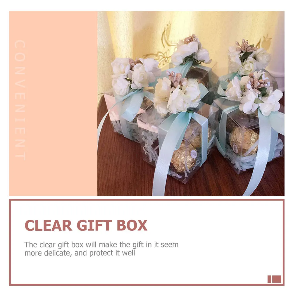 

30 Pcs Gift Box Clear Boxes Packing Plastic Cube Candy Packaging Present with Lids Bridesmaid Transparent