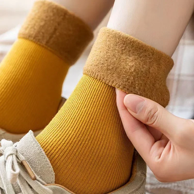 Thicken Wool Plush Socks Winter Warm Thermal Snow Boots Socks for Women Men Soft Velvet Fleece Long Sock Home Floor Sleep Socks