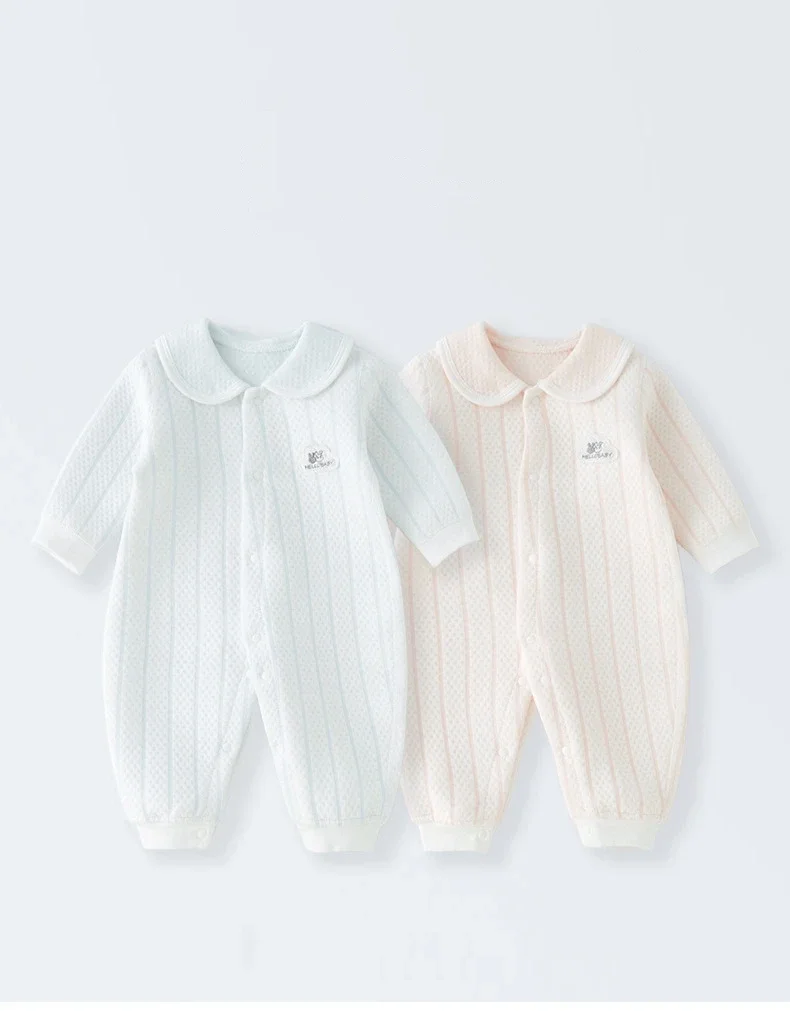 Newborn Girls Baby Spring Rompers Boys Long Sleeve Striped Jumpsuit Infant 100% Cotton Bodysuits & one-pieces
