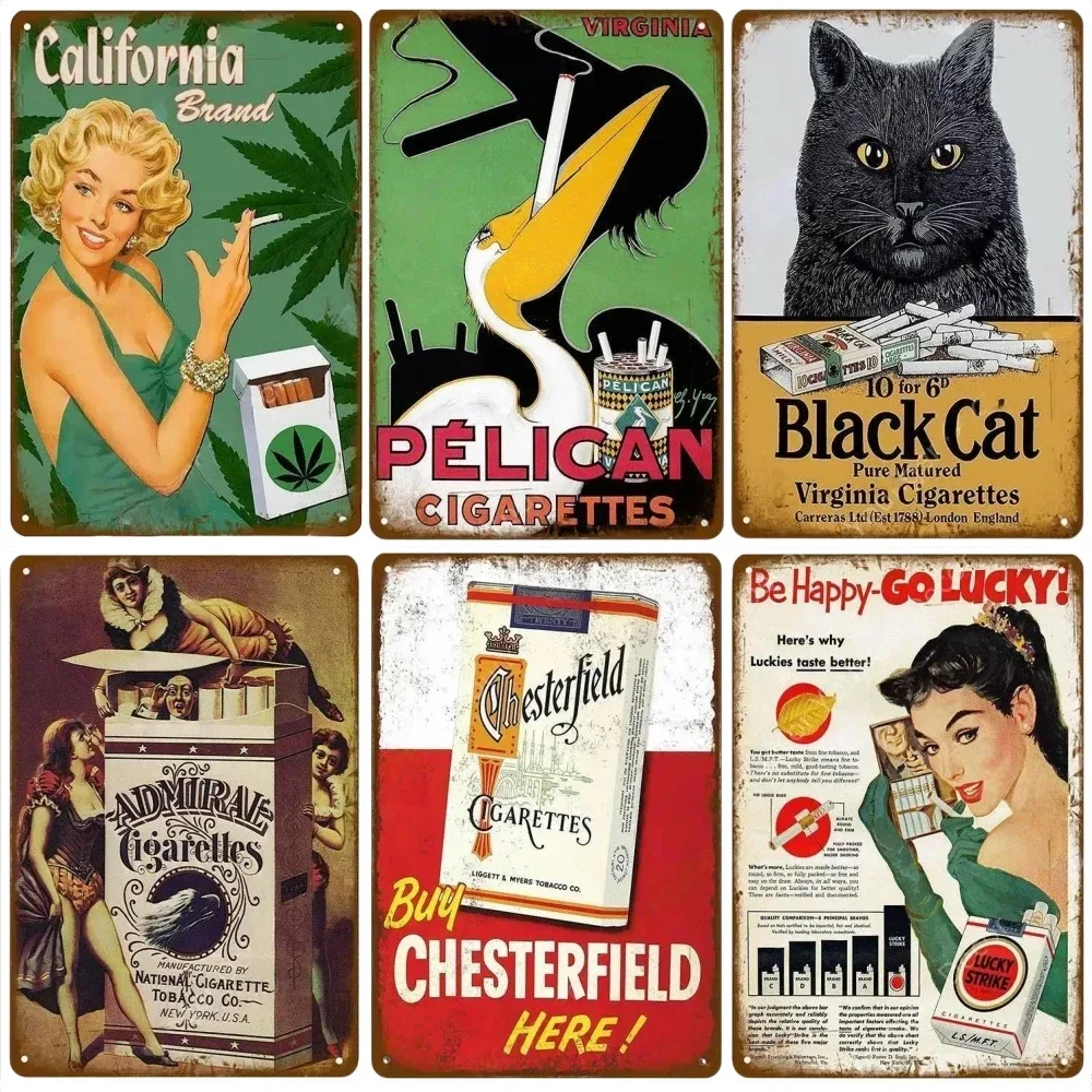 Vintage Tobacco Poster Aluminum Sign Cigarette Metal Classic Poster Decoration Smoke Shop Gift Bar Home Cafe Man Cave Wall Decor