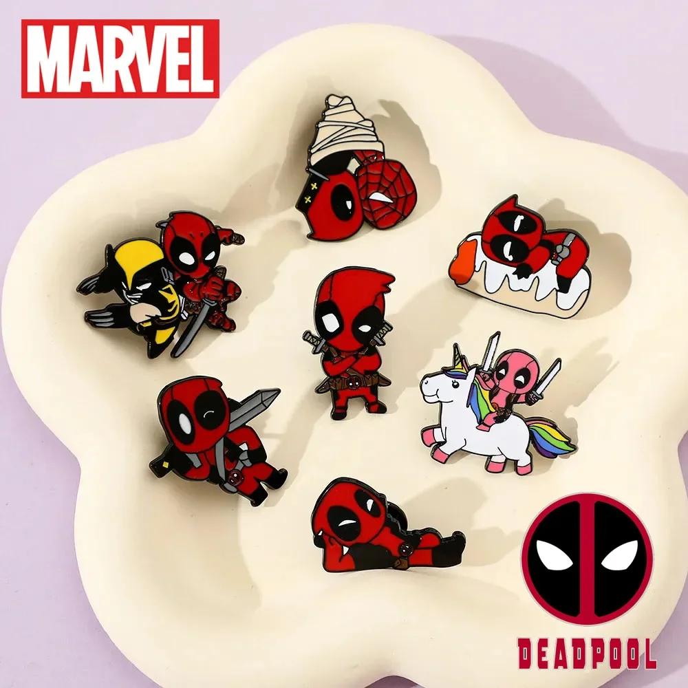 Marvel Movie Deadpool Metal Enamel Pins Cartoon Wolverine Brooch for Backpacks Jacket Lapel Badge Jewelry Accessories Gifts