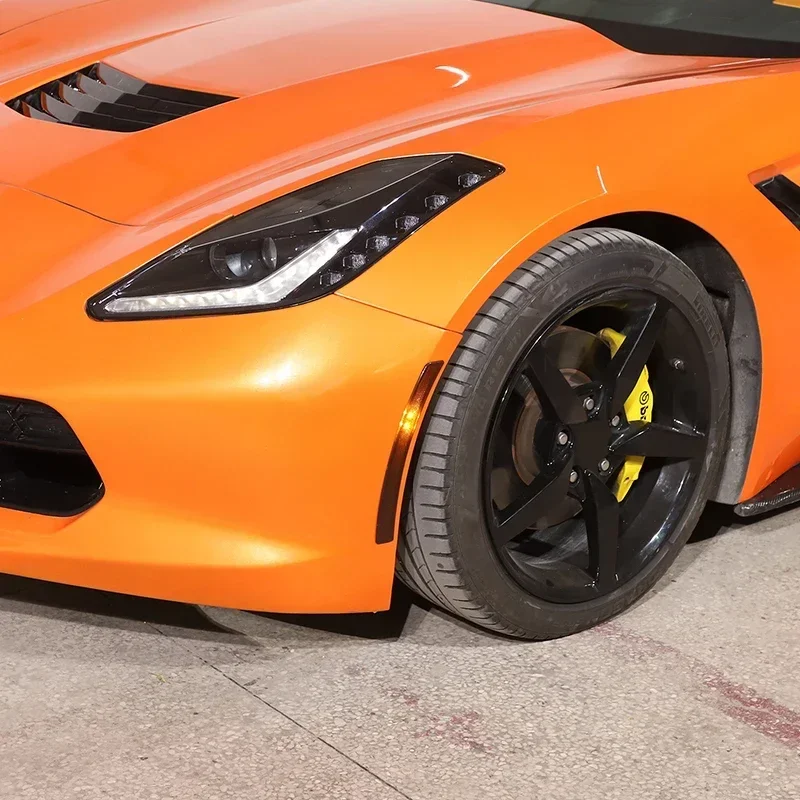 For Chevrolet Corvette C7 2014-19 ABS Blackened Car Wheel Eyebrow Reflective Sticker Reflector Strip Safety Warning Light Cover image 4