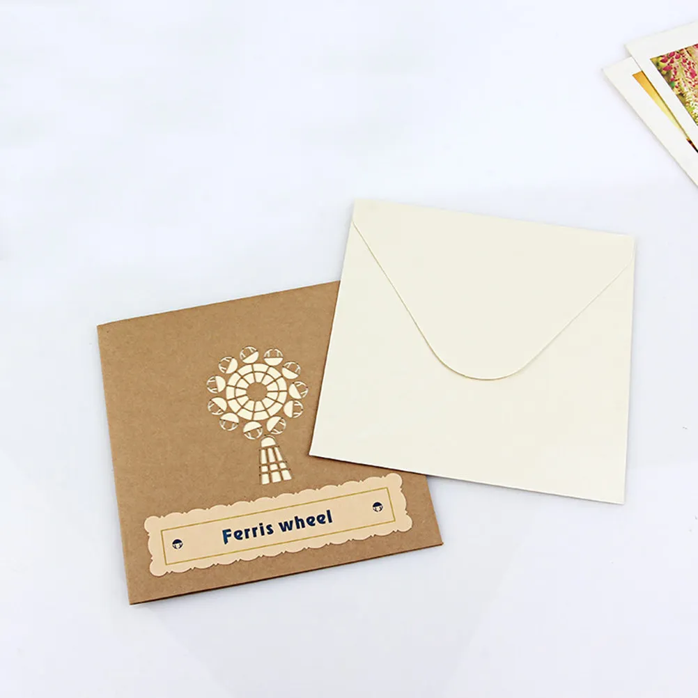 

Ferris Wheel Themed 3D Up Greeting Card 15x15cm Specialty Paper Laser- Intricate Hollow Pattern Hand-Assembled 3D