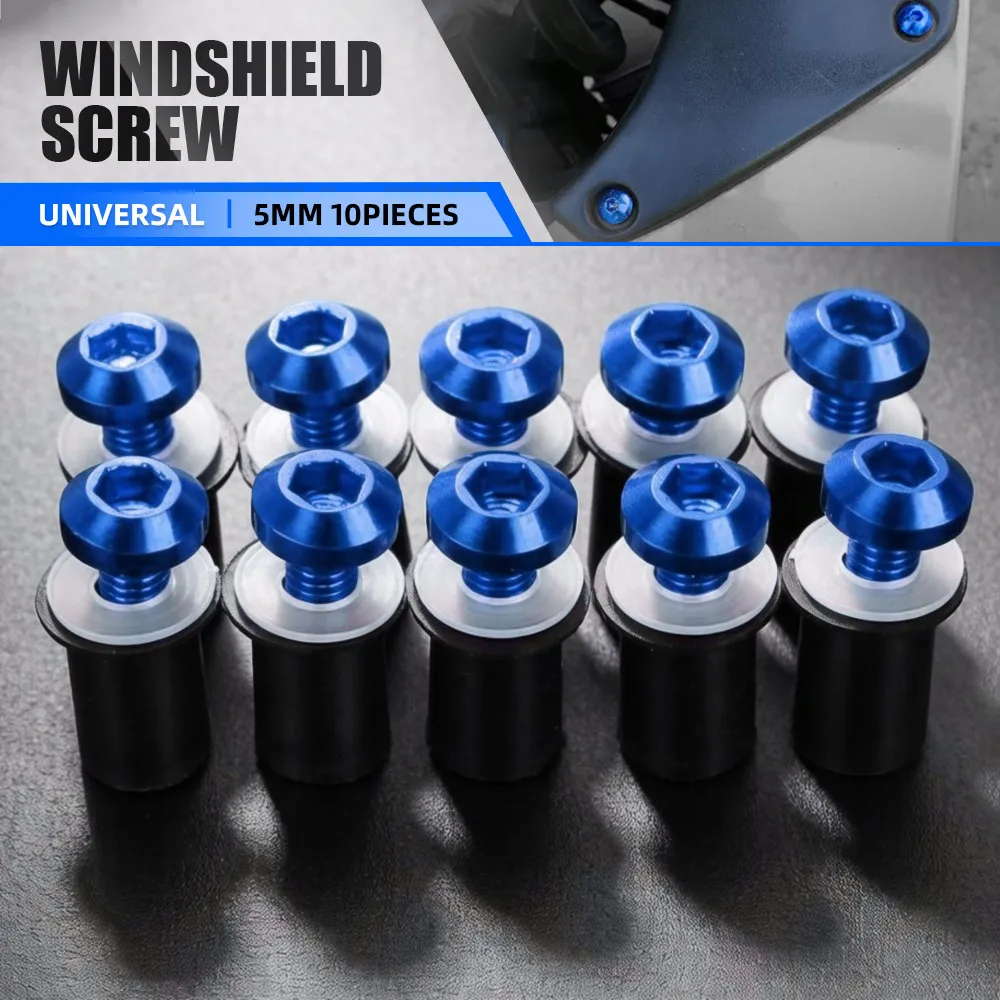 

5mm 10PCS Windshield Screws For Yamaha FZ16 Fz1 FZ8 FZ6 MT09 MT-07 YZF R1 R6 R3 R25 MT03 Tmax xmax 530 500 Windscreen Bolts