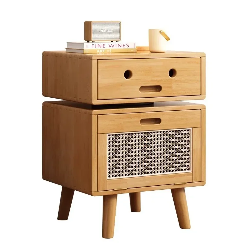 Solid wood robot bedside table Nordic bedroom bedside table storage locker sofa edge