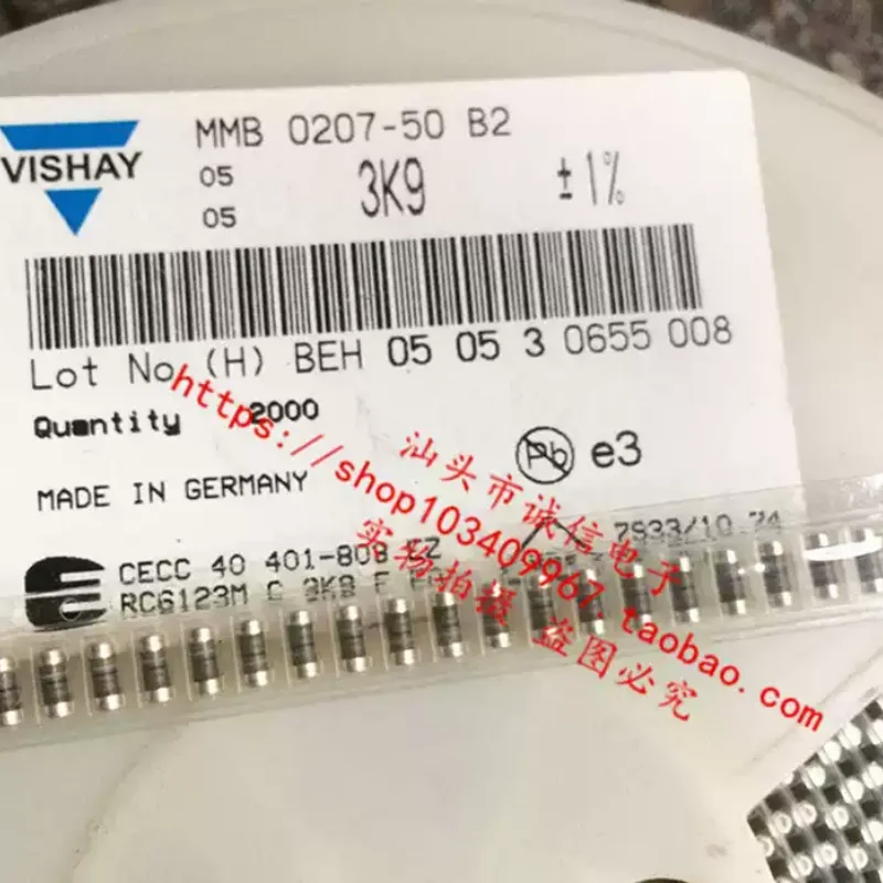 5-100pcs MMB0207 3.9K 3K9 1% 50PPm BC high-precision low-temperature floating surface mount wafer resistors