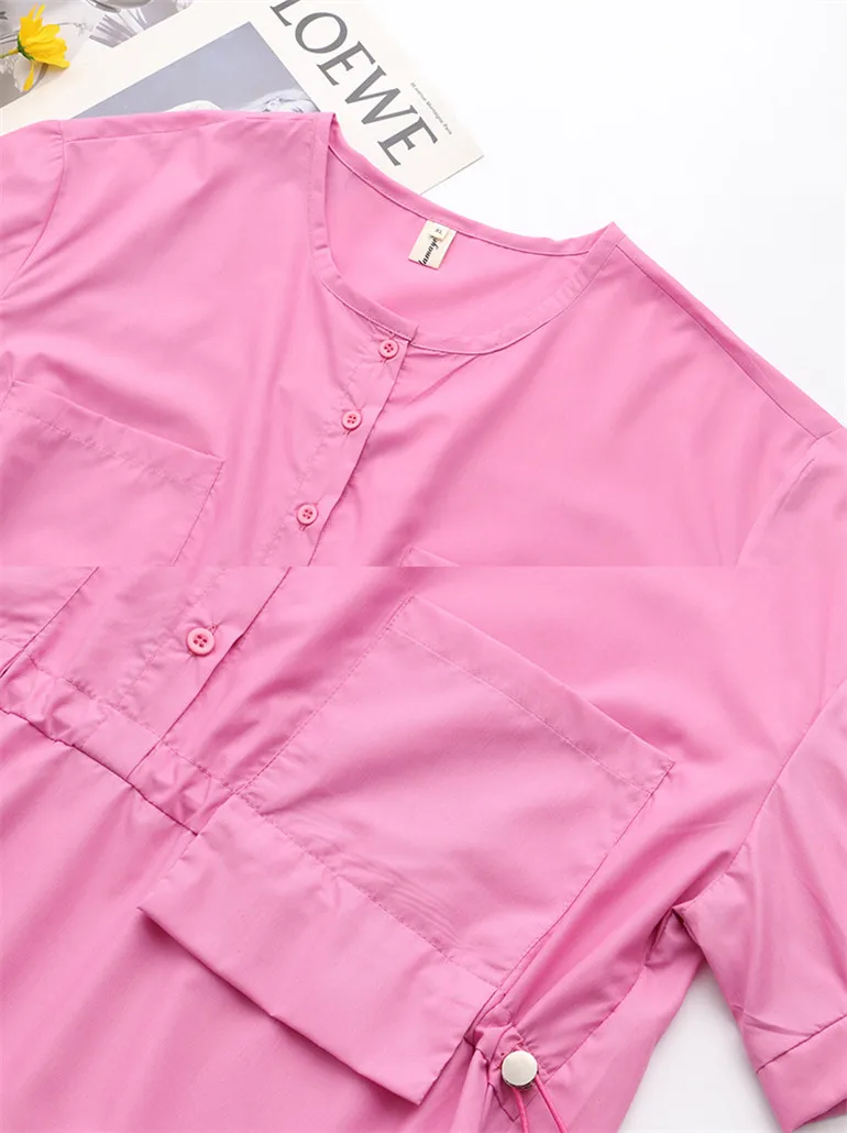 Camiseta rosa de manga corta con cuello redondo para mujer, Tops de talla grande para primavera y verano, 3XL, 4XL, 5XL, 6XL, novedad de 2023