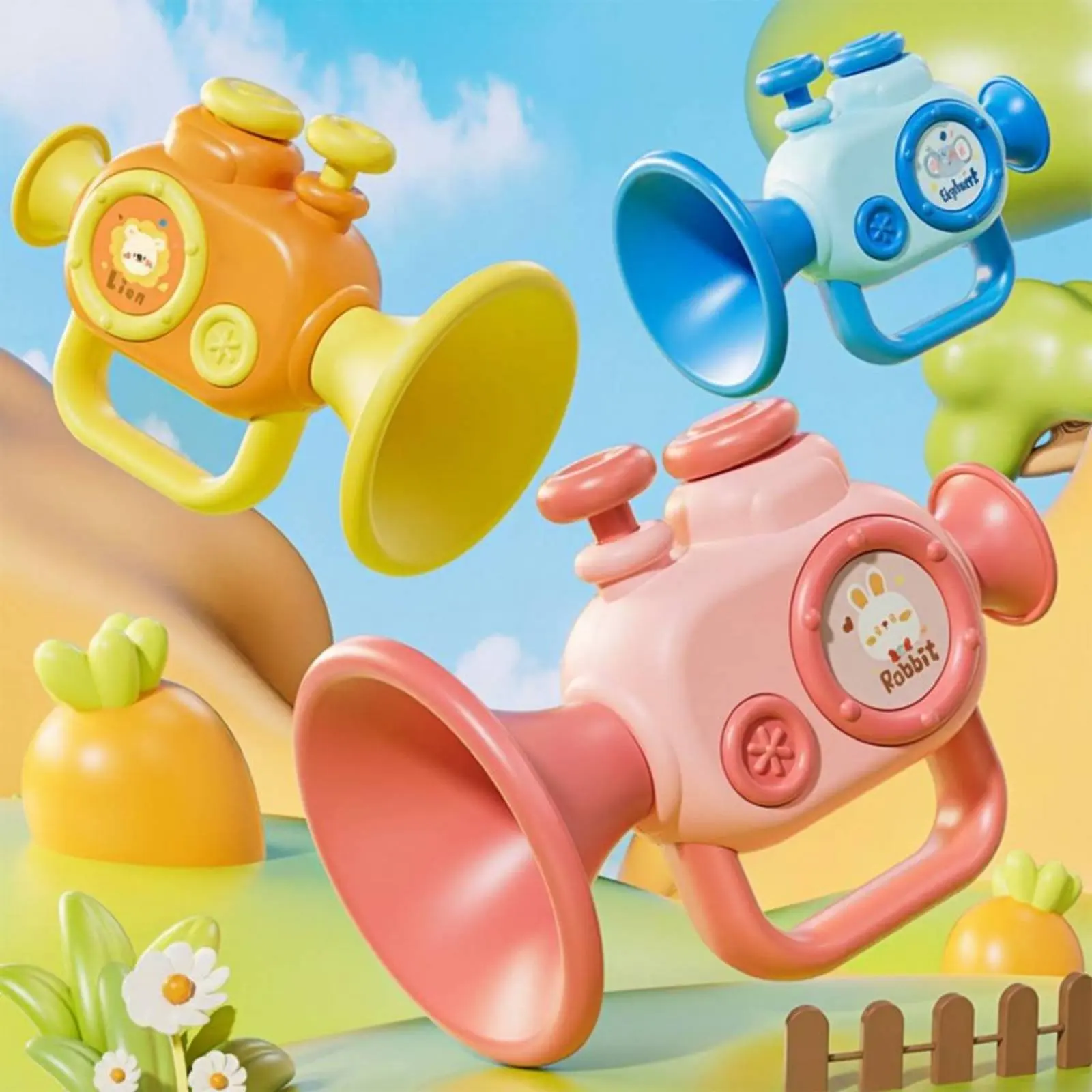 Children's Trumpet Toy Educational Baby Wind Instrument Whistle Plastic Whistle Wind Instrument Bright Colors Little Trumpet Toy