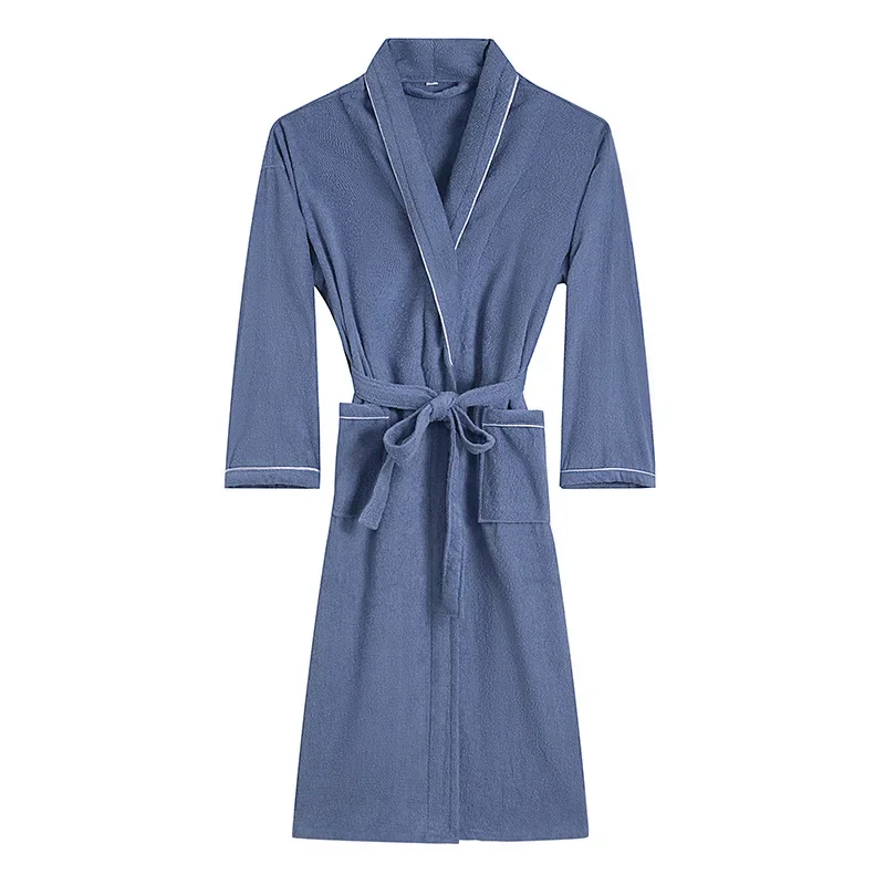 Cotton Couples Long Thick Absorbent Terry Bath Robe Kimono Men Light Weight Towel Bathrobe Sleepwear Women Hotel Gown Robes