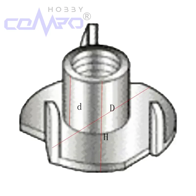 20pcs Replacement M2 M3 M4 M5 M6 Metal Steel Zinc Plated Blind Nuts T Nuts Three/Four Claws For Rc Model Plane Accessories