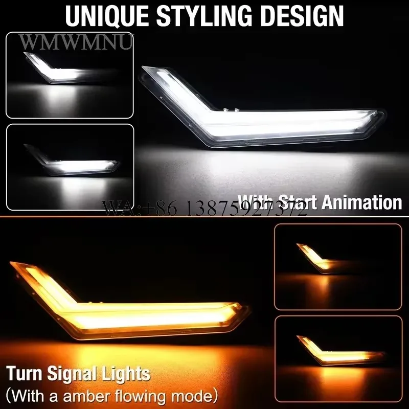 Wmwmnu LED Front Accent Light Grille Lamps for 2020-2021 Can-Am Defender With Amber Sequential Signal and White DRL Light