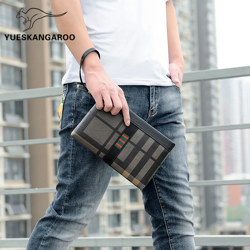 New Fashion Striped Men Day Clutch High Quality ipad Case Soft Envelope Bag Big Capacity Handbag Travel Bag For Man Card-holder