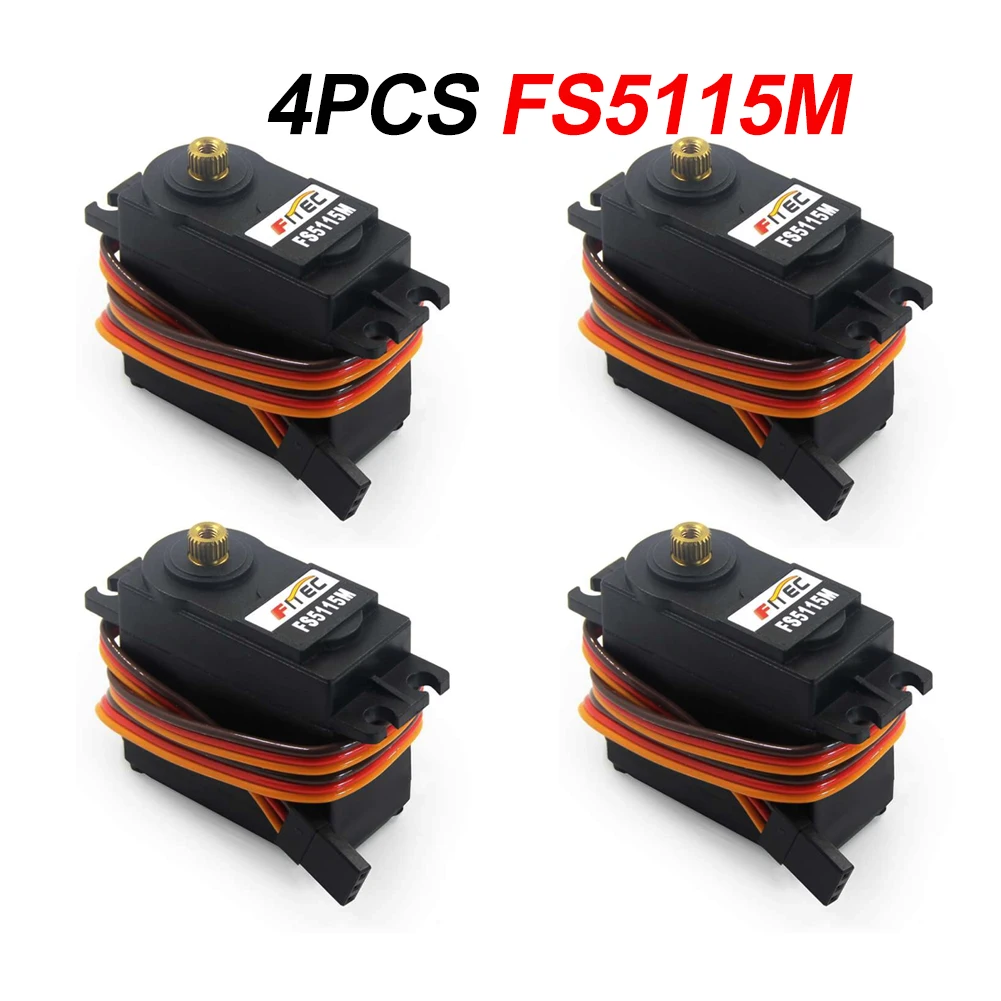 

4 шт./лот Feetech FS5115M 15 кг с высоким крутящим моментом, металлические шестерни, серводвигатель, 180 градусов, рулевое управление для робота, пивной системы, радиоуправляемый робот