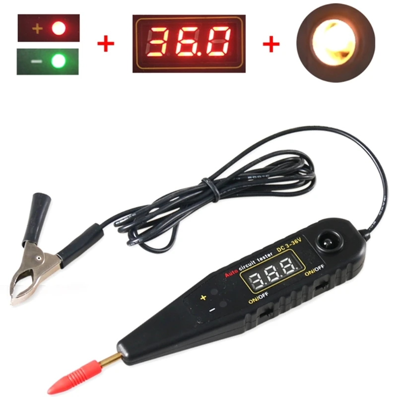 Digital Detecter Voltage Tester Automotive Circuit Tester with Voltmeter Probe-Kit DC3-36V Power Circuit Diagnostic Tool