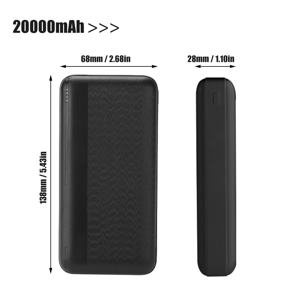 20000mAh Power Bank 5V/2A Micro/Type-C Out Portable Fast Charger External Battery Pack for Heating Vest Jacket Scarf Socks Glove