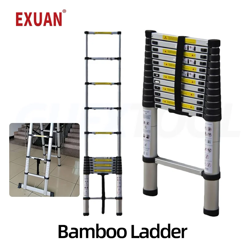 

Folding Ladder Stable Aluminum Alloy Multifunctional Herringbone Straight Ladder Expansion And Contraction Bamboo Joint Ladder