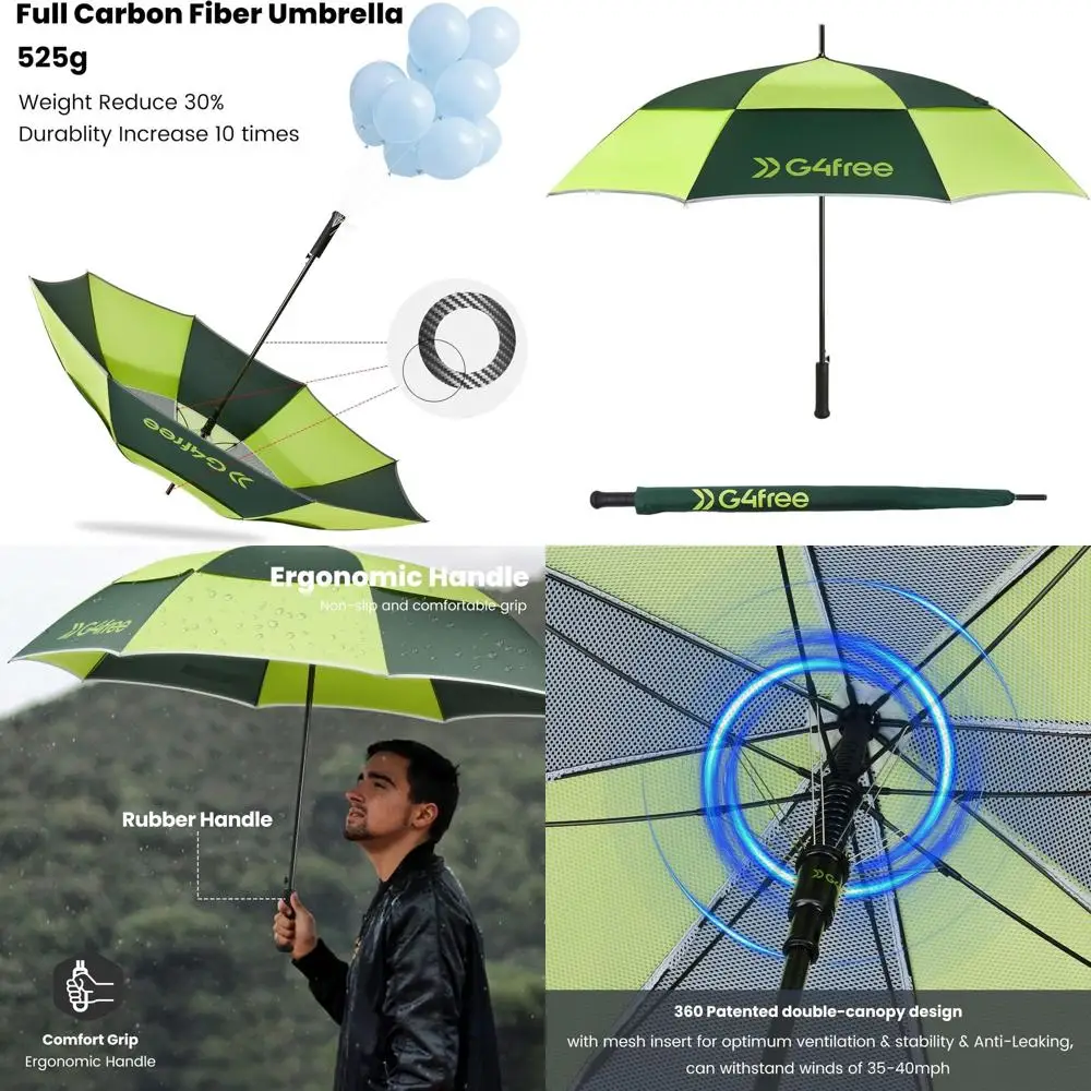

Carbon Fiber Golf Umbrella: 62 Lightweight, Windproof, Double Vented, Automatic Open for Rain & Sun Protection