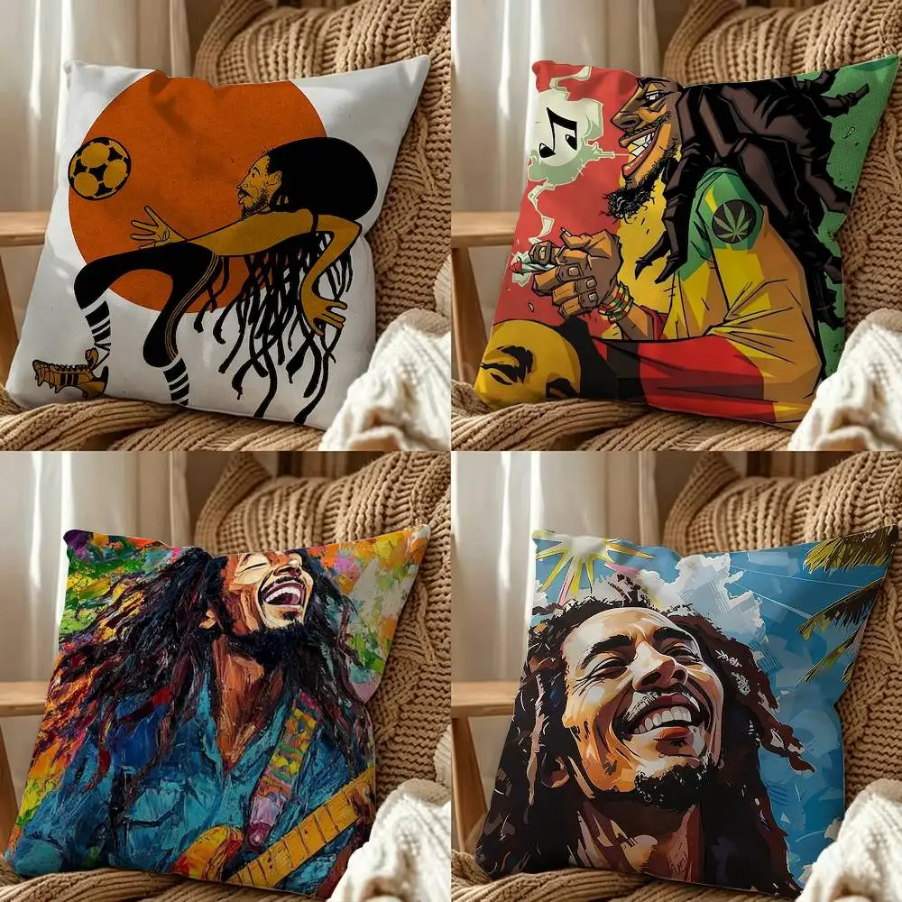 Bob Marley Reggae Pop Art Double-Sided Printed Cushion Cover Bedroom Bedside Sofa Pillow Case