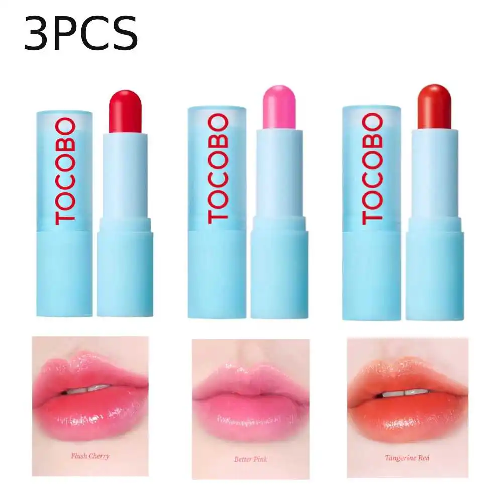 3-farbiger Tocobo feuchtigkeitsspendender Lipgloss-Balsam, langanhaltende Reparatur-Lippenlinien, nicht klebende, dimmbare Lippenlinien, geeignet für das tägliche Make-up