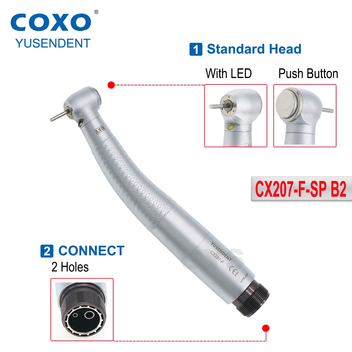 COXO szybka prostnica CX207 z 2/4 otworami turbina dentystyczna rączki LED E Generator standardowy łącznik turbin powietrznych pasuje do NSK KAVO