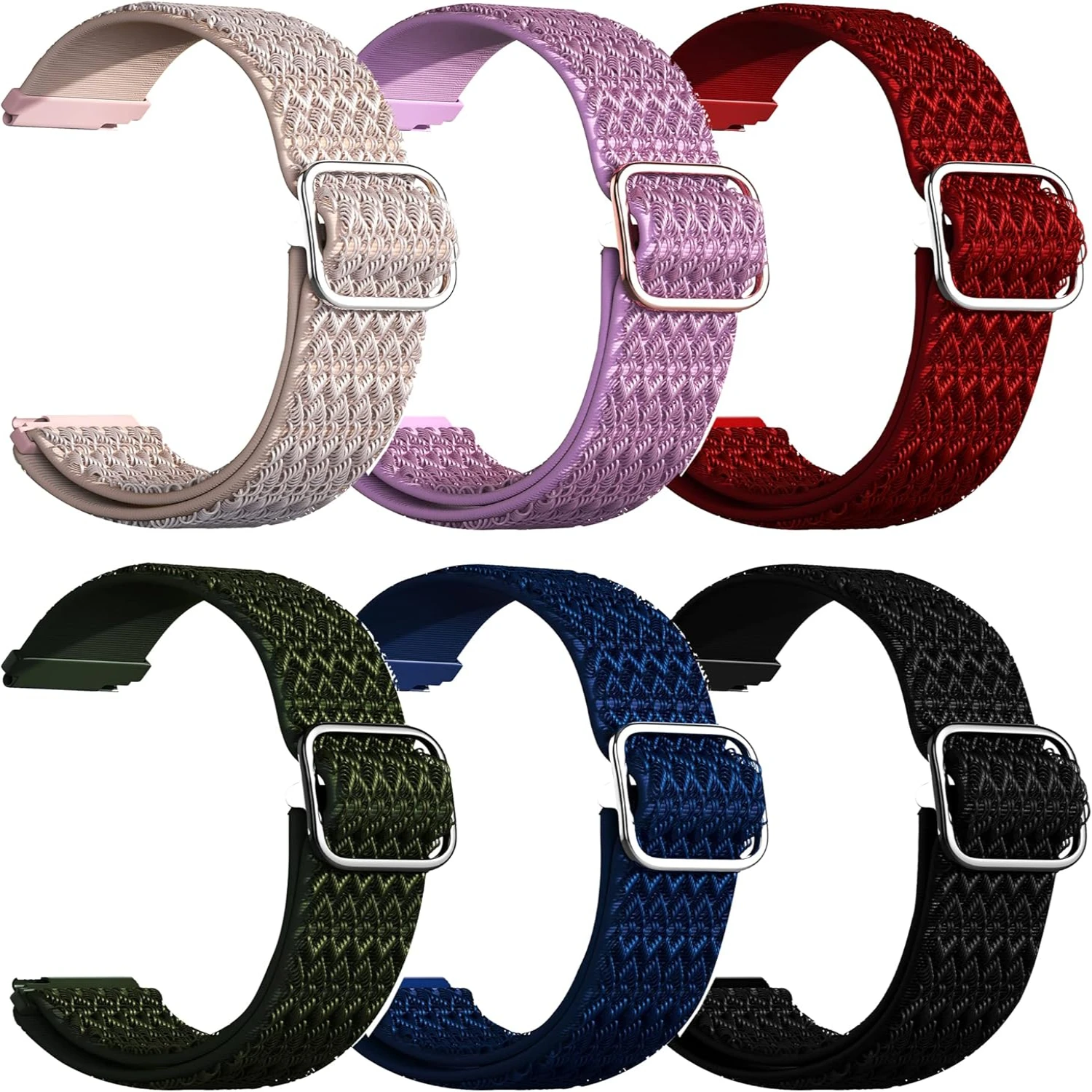 6pack of Soft, Stretchy, Adjustable Nylon Fabric Bands for Cubitt Jr Smart Watch Fitness Tracker - Elastic Replacement Bracelet