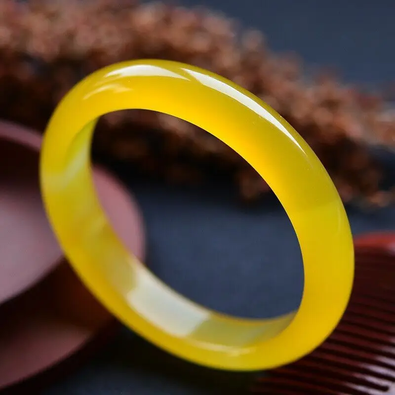 

Желтый плоский браслет из халцедона с агатом, женские универсальные украшения с темпераментом