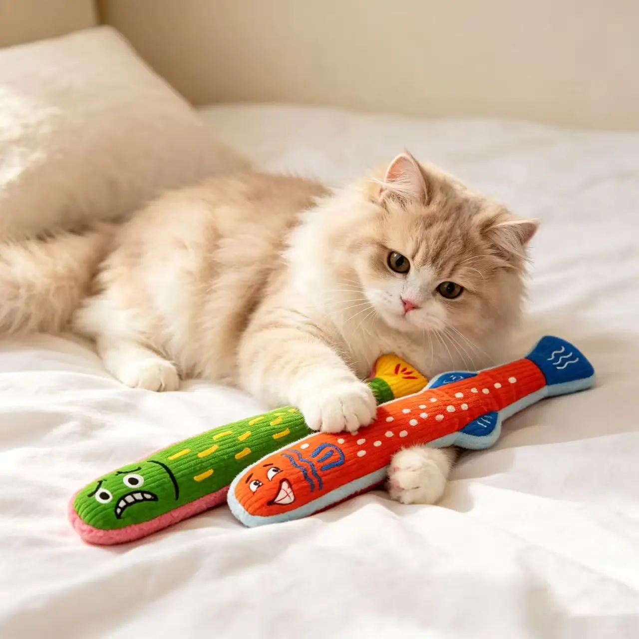 Katzenspielzeug 49-50cm Lang, Plüsch-Katzenminze-Spielzeug mit Knistergeräusch, Interaktiver Kau- und Trittstab für Kätzchen im Innenbereich zur Linderung der Langeweile