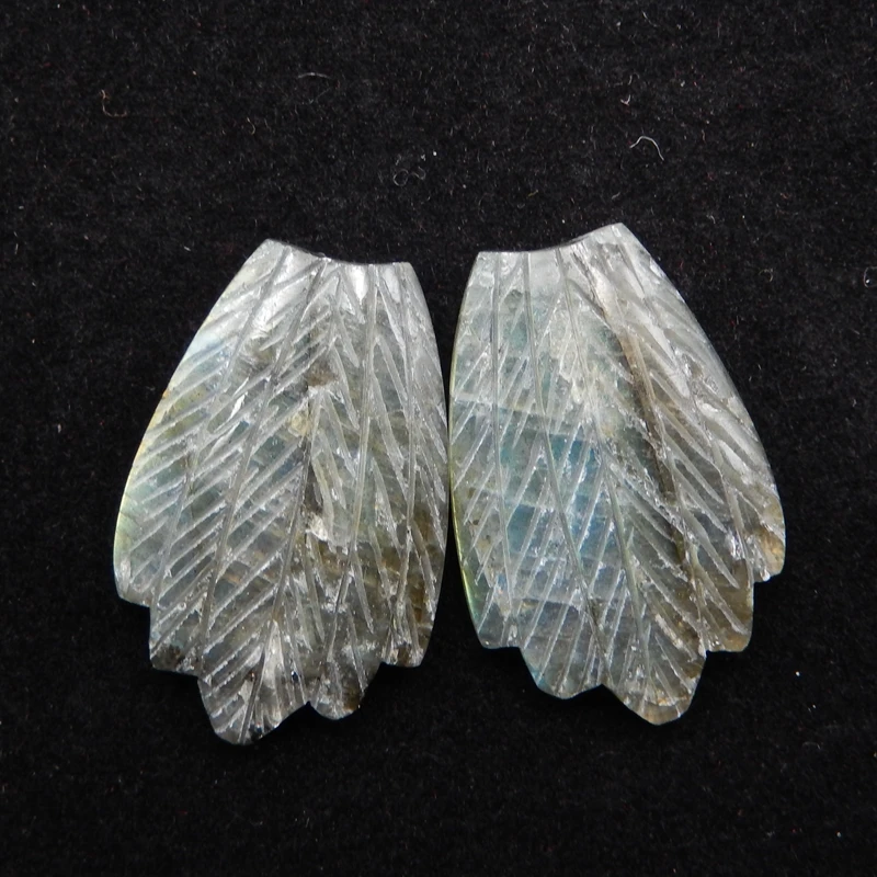 새로운 손 조각 잎 패션 주얼리 여성 귀걸이 액세서리, Labradorite, 보석 여성 귀걸이 쌍 28x17x4mm, 4g