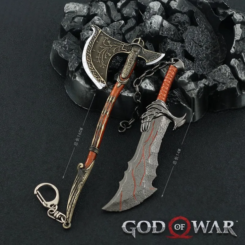 God of War Kratos The Leviathan Axe Game, mesurost of Sparta, Anime Game, Peripheral Katana Keychain, Weapon Model Toys