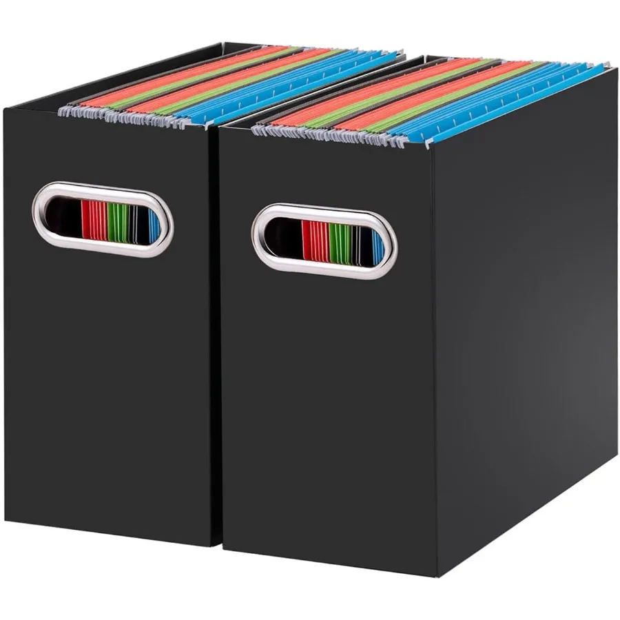 File Organizer 2 Packs Small Storage Box Cardboard File Folder Organizer Collapsible File Box for Hanging File Folde Letter Siz