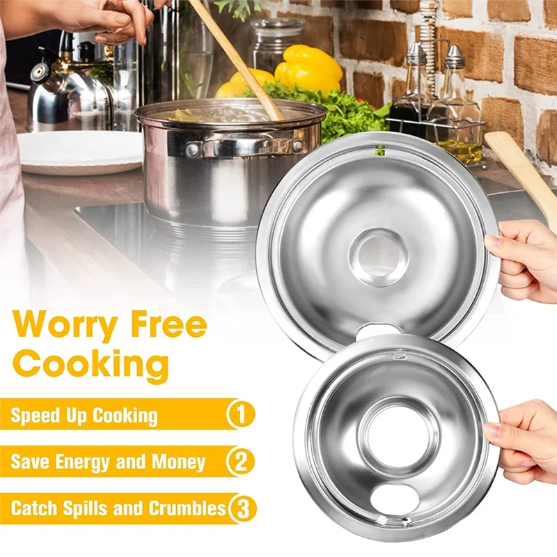 Комплект капель A88M, универсальные хромированные чаши для капель с горелкой, замена для кухонной помощи Whirlpool W 10278125   В 10196405   В 1019640