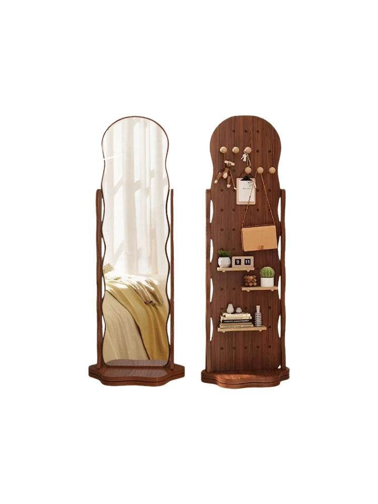 

Hole plate retro premium coat rack integrated rotatable movable floor fitting mirror