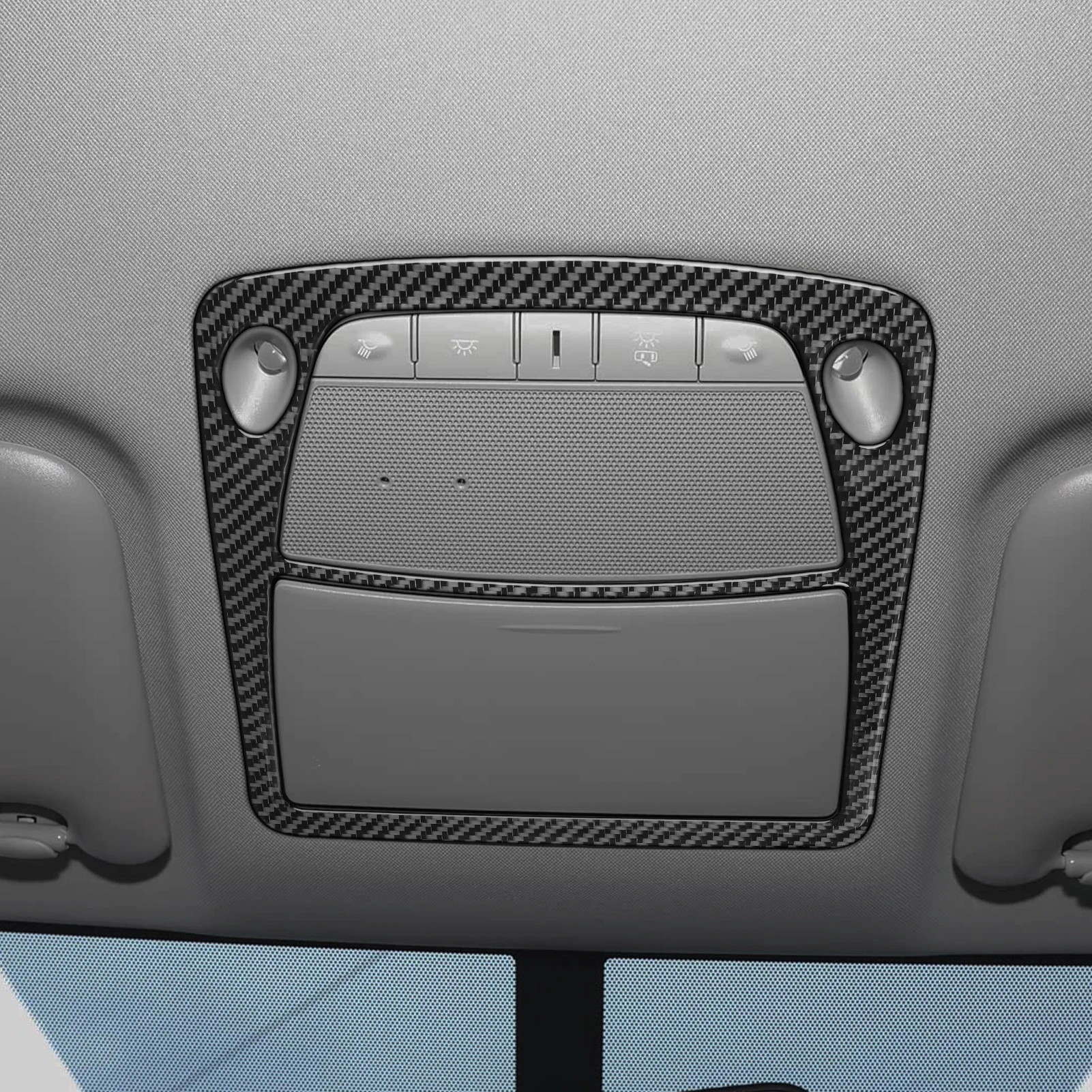 For Nissan Navara NP300 D23 2014-2024 Carbon Fiber Front Roof Reading Light Frame Panel Cover Decorative Car Accessories Sticker