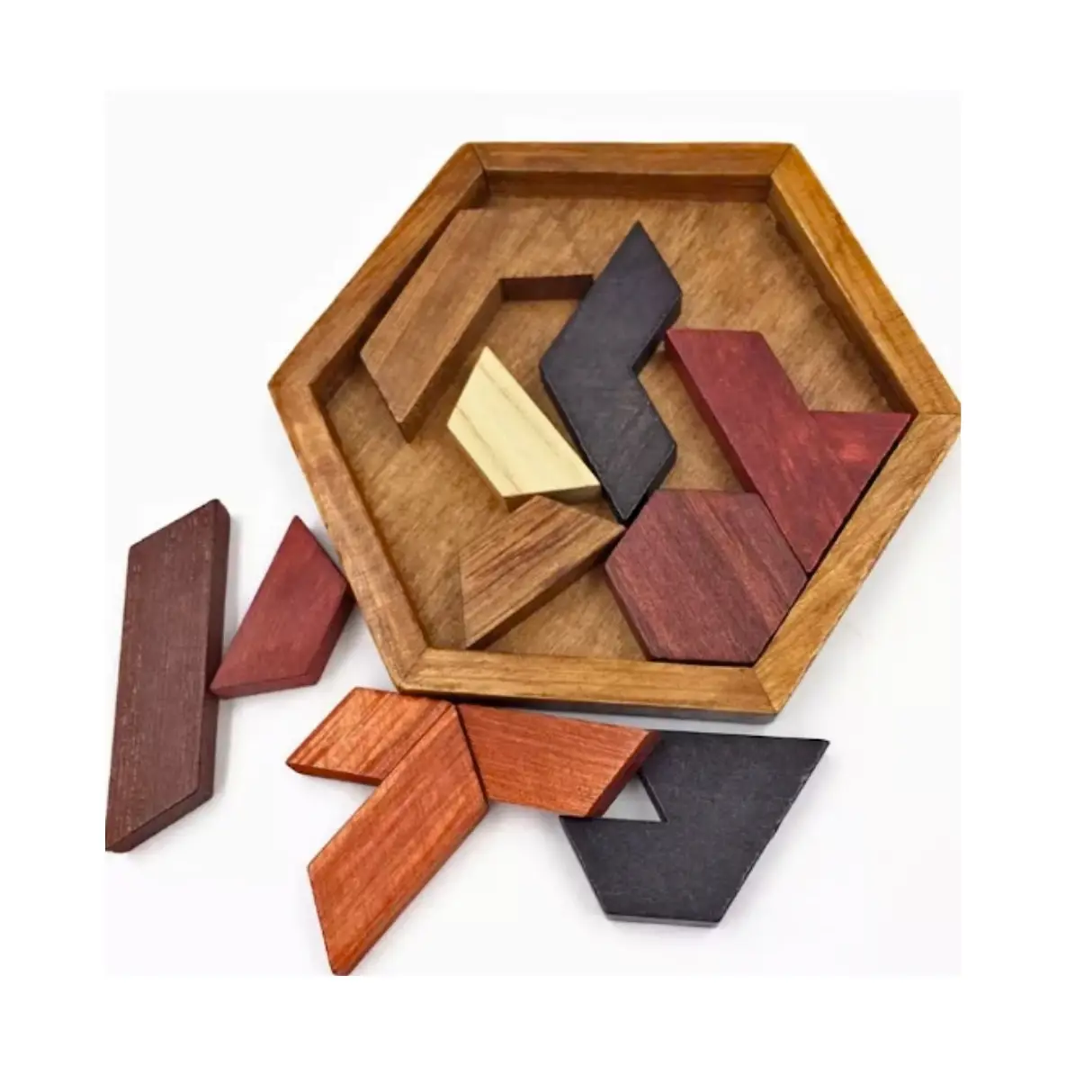 

Latest Design Wooden Hexagonal Puzzle Board Game Wooden Gift Set Children's Indoor Game Puzzle Toy Set