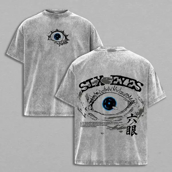 Anime Jujutsu Kaisen Higuruma Hiromi Print Tee Men Short Sleeve Cotton Tshirts Vintage Washed T-shirt Harajuku Oversized T Shirt