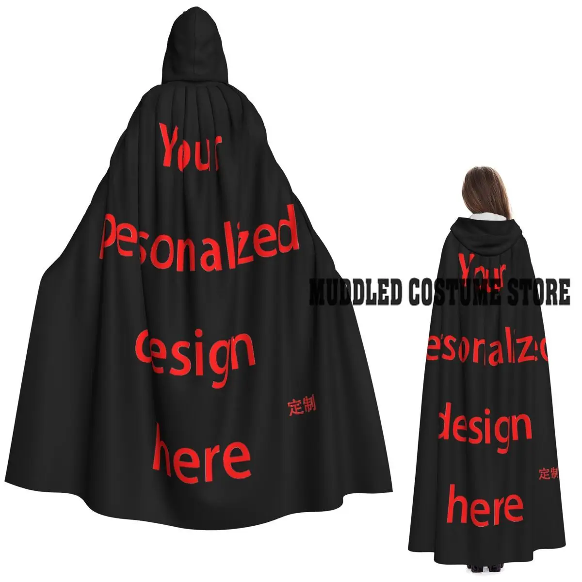 

Customized Custom Long Hooded Cloak Witch Medieval Costume Cosplay Cape HalloweenParty Adult Unisex