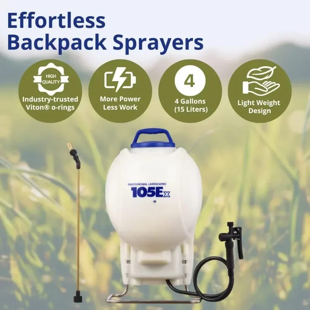 Portable Backpack Sprayers  4 Gallon -20V Lithium Battery with Long Life,Equipped with Seals and O-Rings Brass Rod and Nozzle