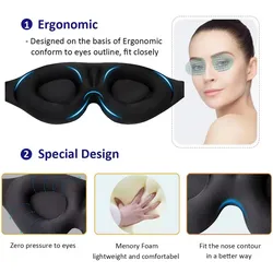 3D Eye Mask Adjustable Suitable for Men and Women with No Pressure on the Eyes Breathable and Light Blocking Eye Mask Black