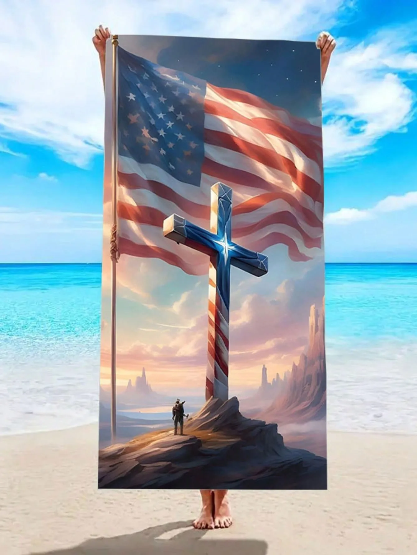 

Супермягкое быстросохнущее пляжное полотенце с американским флагом из мультфильма, патриотическая тема, коврик для ванной в бассейне для детей и взрослых, летний забавный подарок, декоративный