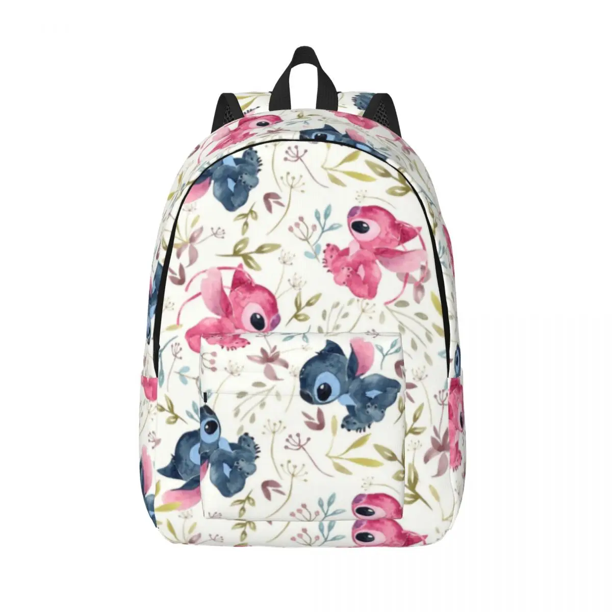 Mochila de lona personalizada para hombre y mujer, morral de viaje con estampado de flores de Ángel, dibujos animados, ideal para ordenador portátil