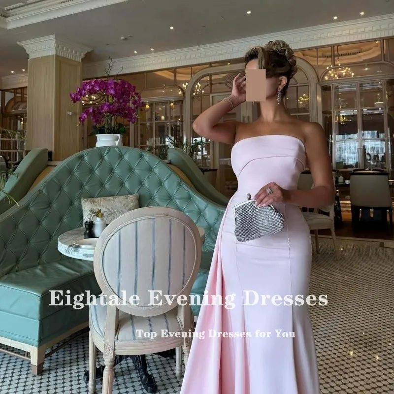 

Eightale арабское вечернее платье для выпускного вечера по индивидуальному заказу без бретелек розовое эластичное свадебное платье русалка Robes De Soirée