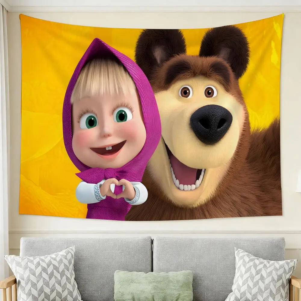 Masha And The Bear Tapestry Tapestry Wall Hanging For Bedroom Dorm Living Room Decor Aesthetic