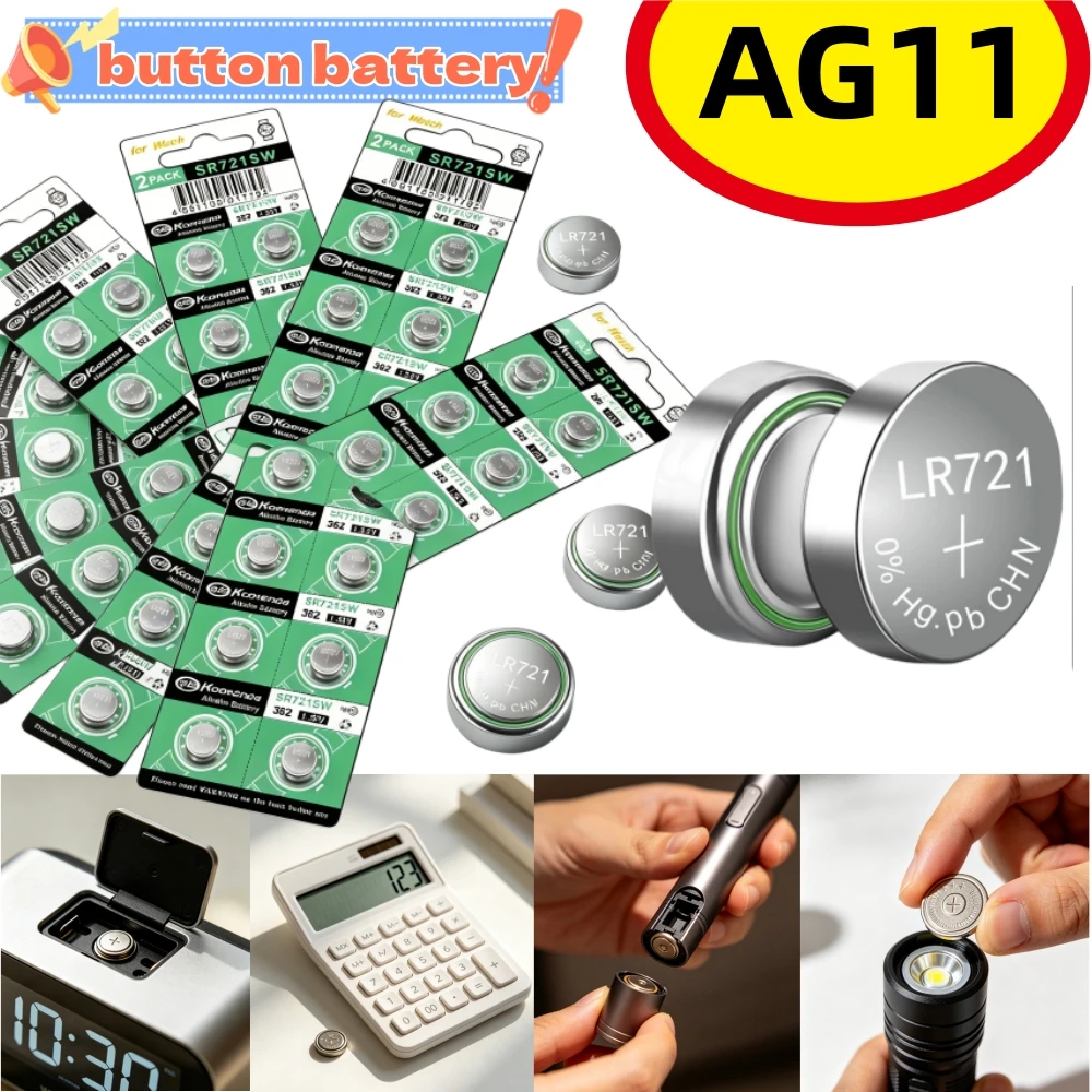 AG11 SR721SW 362 162 High Capacity 1.55V Button Coin Cell Watch Battery 0%Hg Mercury Free for Watch Toys Remote with Gift