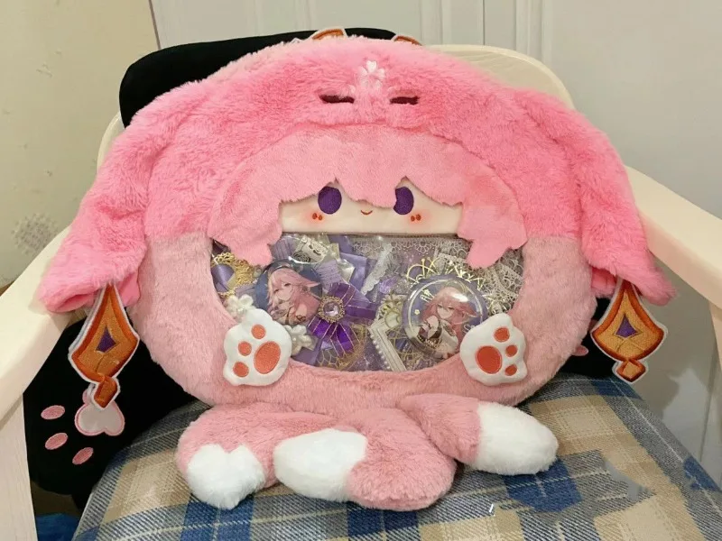 เกมอนิเมะ GS impact COSPLAY yae Miko นักเรียนโปร่งใสมีซิปกระเป๋ากระเป๋าสะพายส่งเอกสารเป้สะพายหลังการ์ตูน