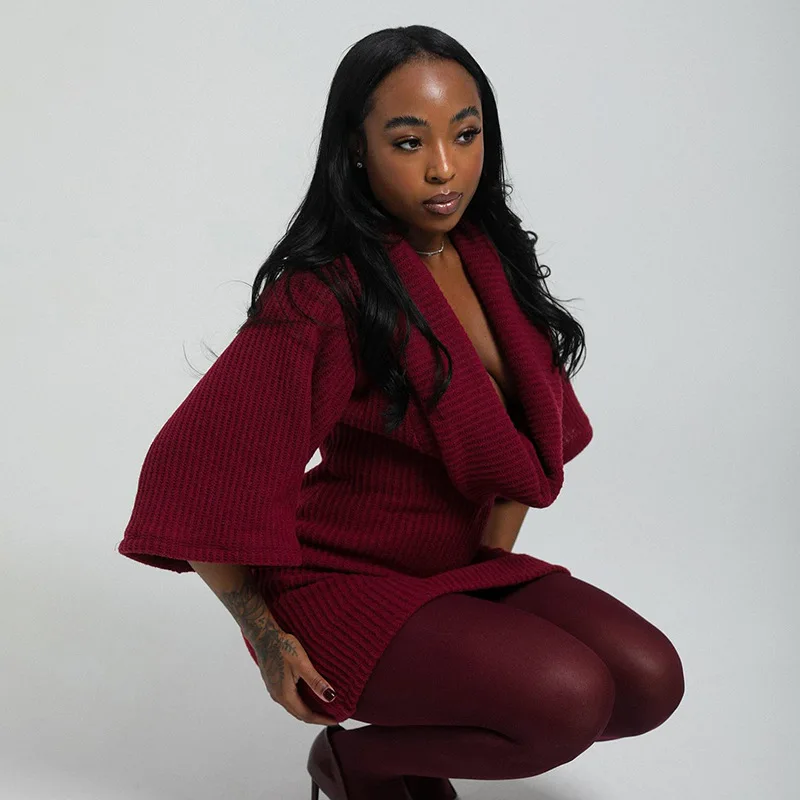 Vestido suéter de punto, Mini vestidos de noche para discoteca, ropa de otoño e invierno para mujer, trajes de fiesta de lujo, vestido informal ajustado Sexy 2025