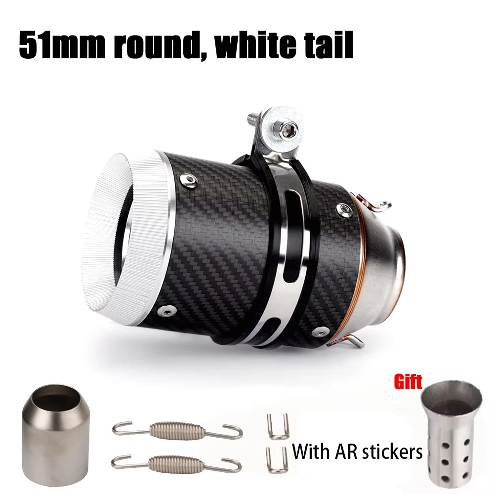 51mm/60mm universal motorcycle GP exhaust pipe CNC carbon fiber muffler for Kawasaki Z900 FZ6 RC390 S1000XR image 3