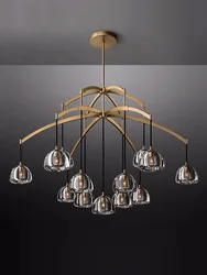 Black Brass Retro American K9 Crystal Copper LED Chandelier Suspension Lampen Dinning Room Living Room Duplex Villa Lighting