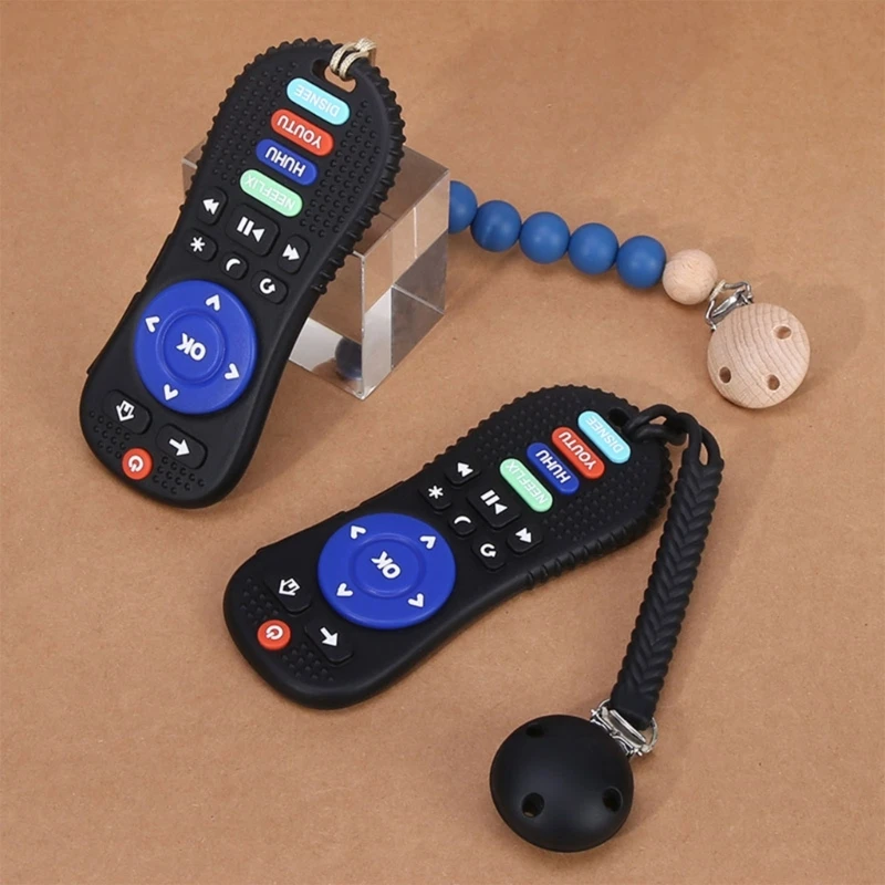 New Food Grade Silicone Baby Teether TV Remote Control Shape Silicone Beads Newborn Molar Chewing Teethers Rodent Teething Toys